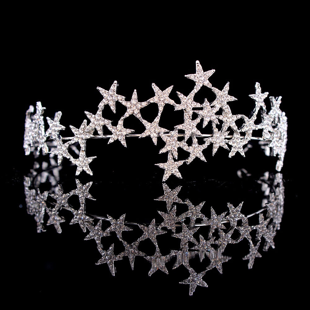 Luxury Handmade Crystal Star Hairbands Vintage Rhinestone Bridal Tiaras Crown Headband Wedding Hair Accessories Tiara De Noiva