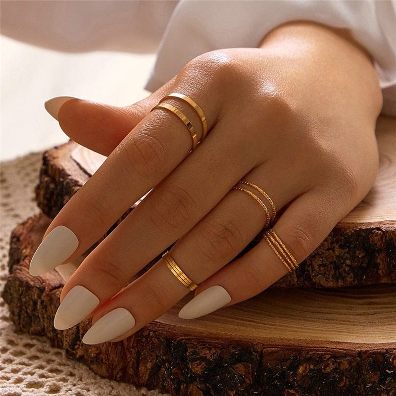 Geometric Knuckle Rings set For Women Crystal Gold color Finger Ring Boho Ladies wedding Jewelry Gift