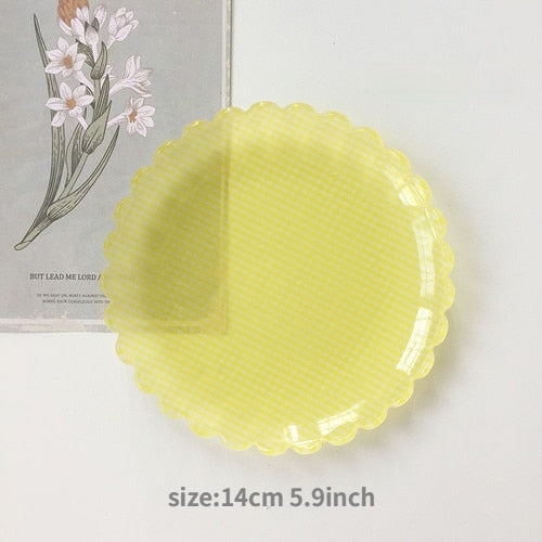 Plastic Dessert Tray Acrylic Cake Dish Grid Pattern Spork Floral Plates Decorative Fruit Plate Spoon Fork