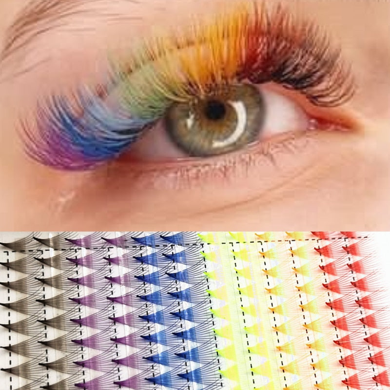 Pointy Base 10D Color Premade Volume Fans Lash Extensions  Ready Russian Volume Colored Eyelashes