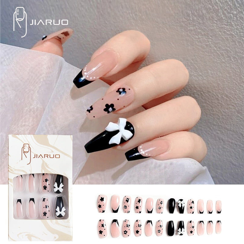 Fake nails press on nail art long tips False forms for extension with glue Stick reusable set design Acrylic Artificial