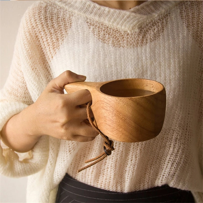 Chinese Portable Wood Coffee Mug Rubber Wooden Tea Milk Cups Water Drinking Mugs Drinkware Handmade Juice Lemon Teacup