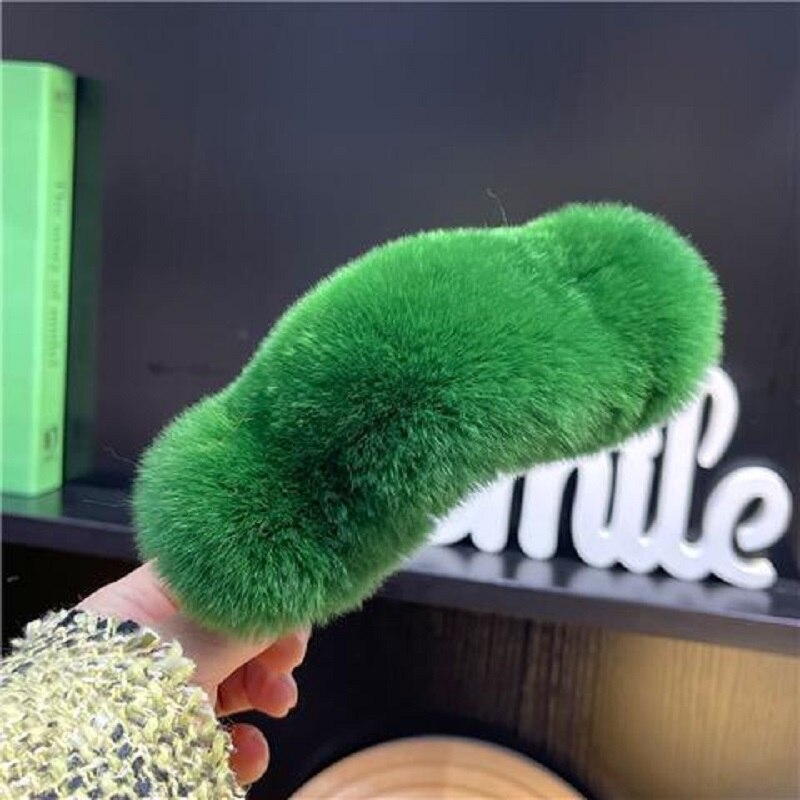 Plush Hair Claw Clip Rabbit Fur Seaweed Green Crab Clamps Solid Color Hairpin Barrette Warm Hair Accessories