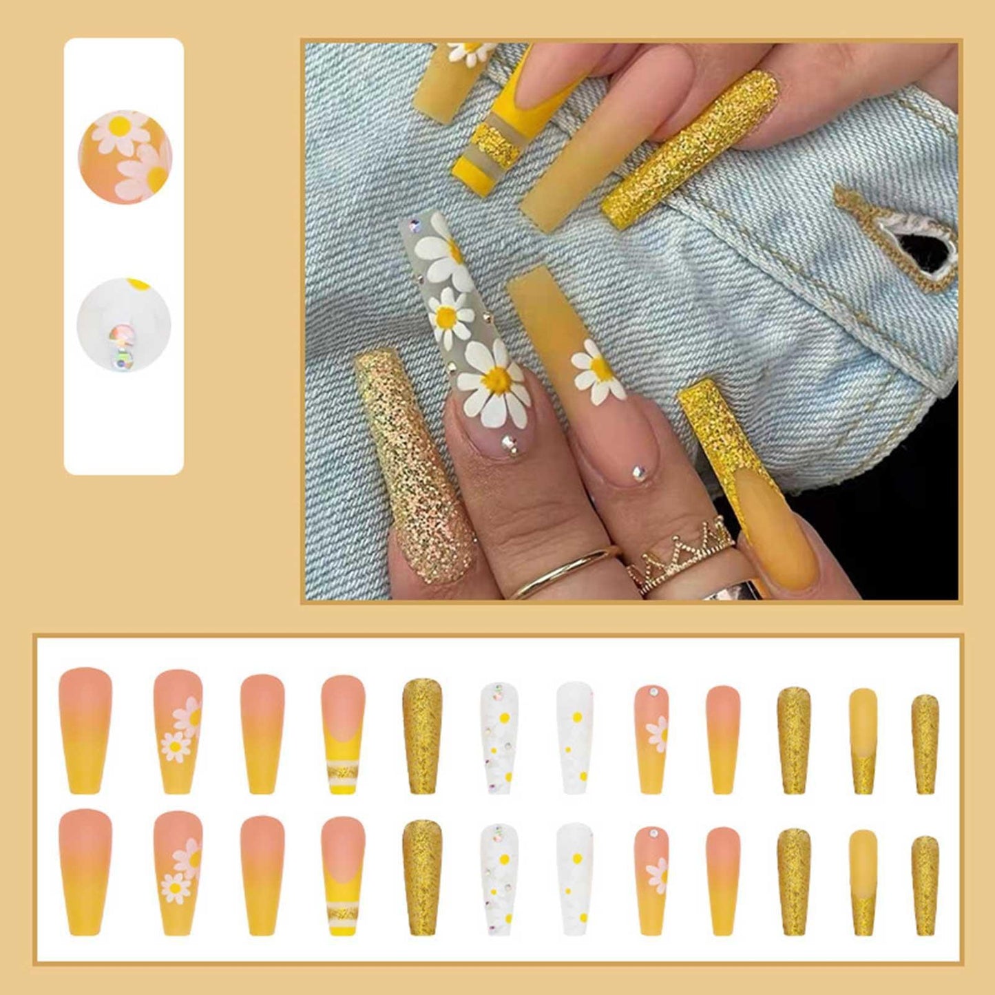 24pcs/set French Nail Ballet False Nails Long Flower Bow Nail Decor Press On Fake Nails Tips With Glue Sticker Nail