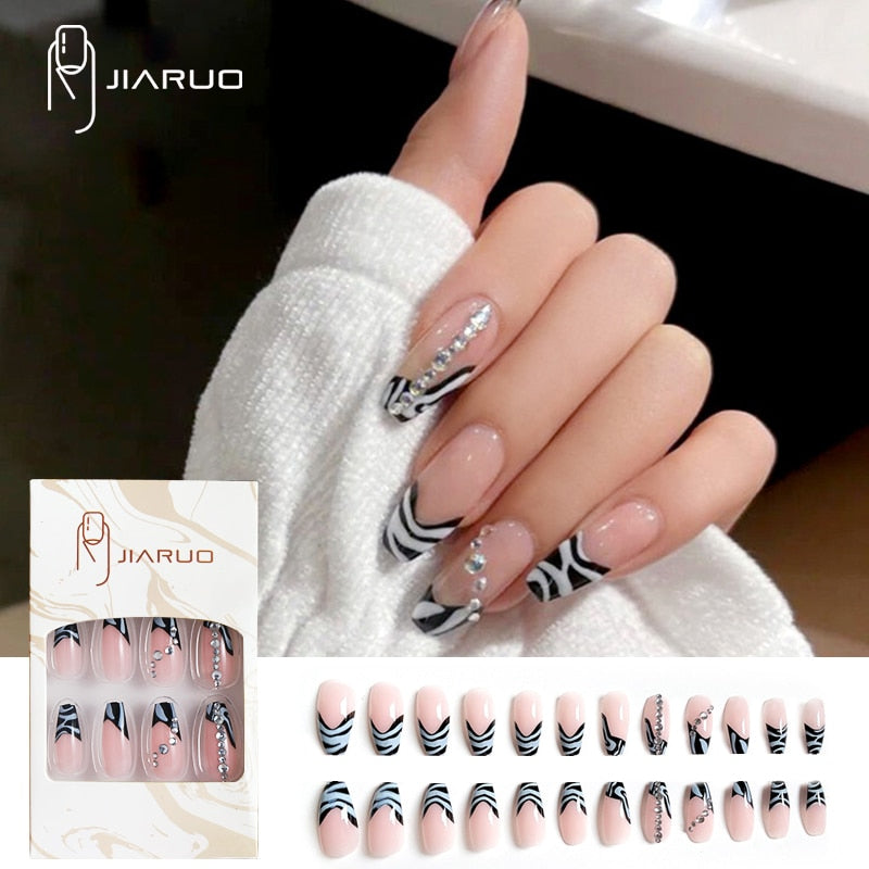 Fake nails press on nail art long tips False forms for extension with glue Stick reusable set design Acrylic Artificial