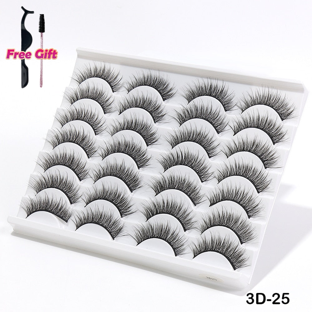 5/10/14Pairs Natural False Eyelashes Dramatic 3D Mink Lashes HandMade Fake Eyelash Extension Reusable Makeup Tool