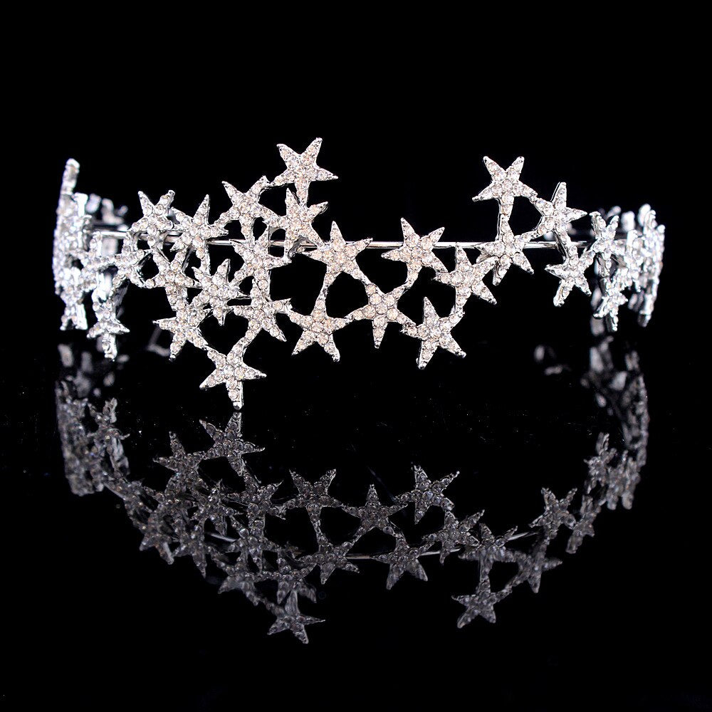 Luxury Handmade Crystal Star Hairbands Vintage Rhinestone Bridal Tiaras Crown Headband Wedding Hair Accessories Tiara De Noiva