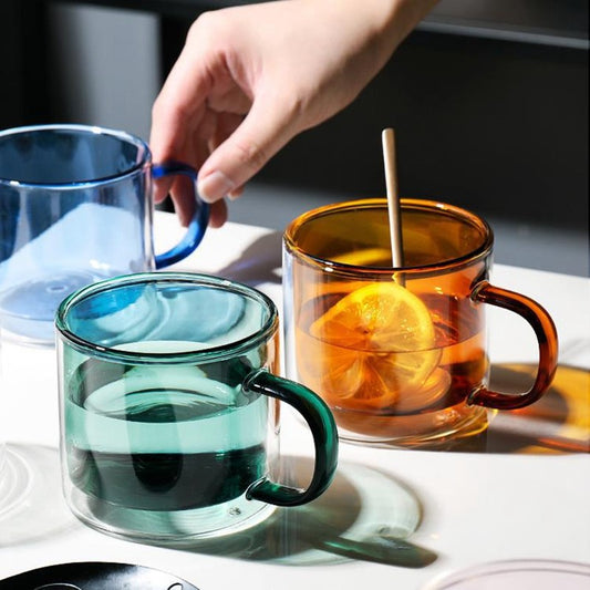 250ml Wine Glasses Drinking Tumbler Whiskey Vodka Cup Coffee Juice Water Cups Tea Creative Mug Double Bottom Glass Mugs