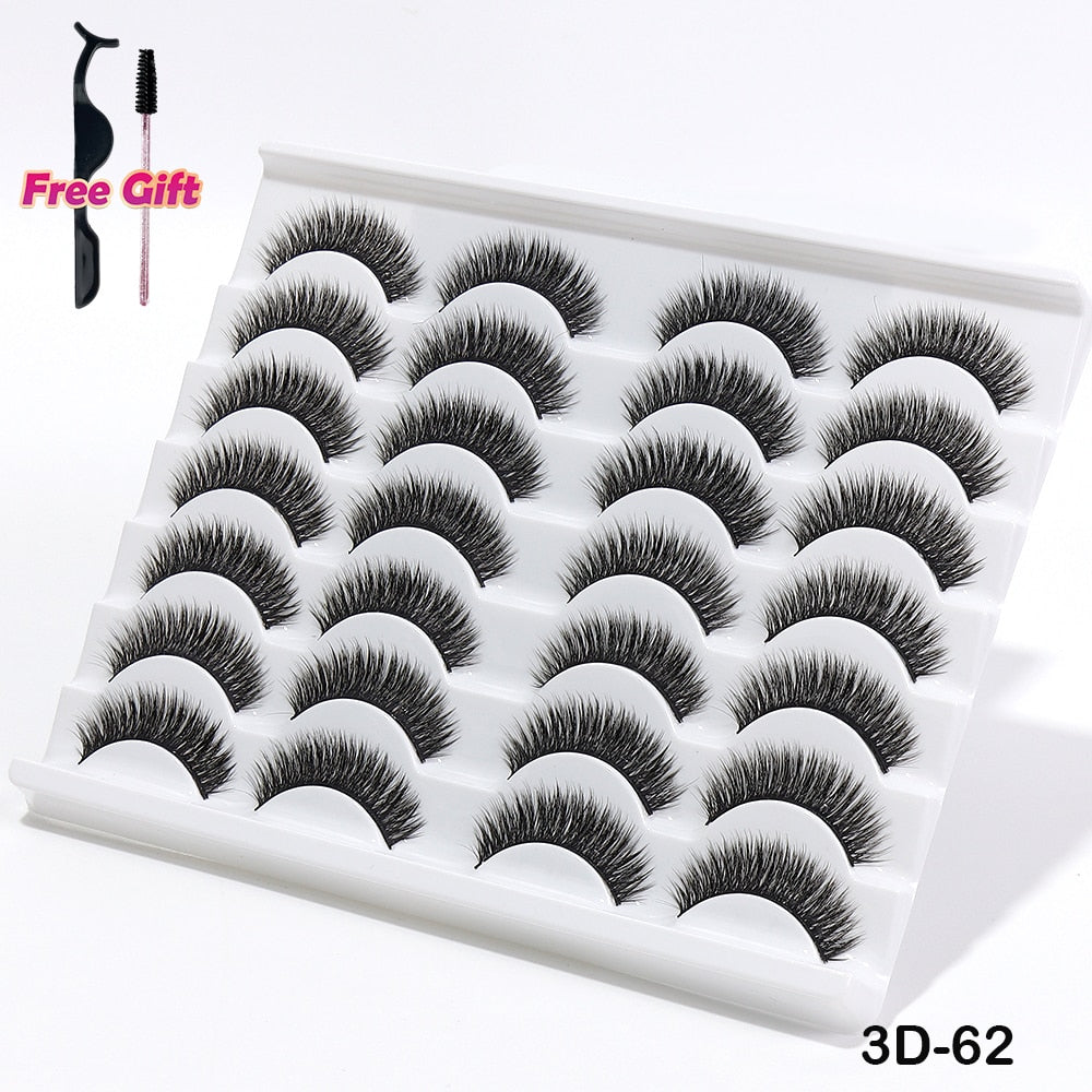 5/10/14Pairs Natural False Eyelashes Dramatic 3D Mink Lashes HandMade Fake Eyelash Extension Reusable Makeup Tool