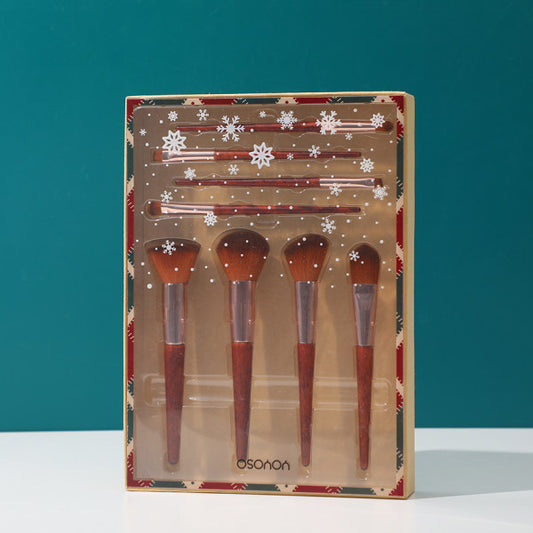 Rosewood Like Holder Holiday Brush(aluminum pipe+Wood handle+synthetic hair Set 8 Pieces